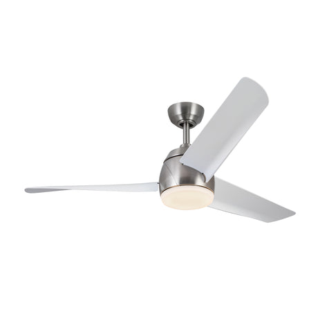 Lorain LED Light Ceiling Fan 54", Brushed Nickel and White Smart Fan, 3-Speed, Reversible, High Performance Air Flow