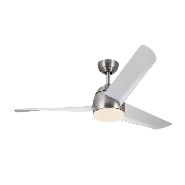 Lorain LED Light Ceiling Fan 54", Brushed Nickel and White Smart Fan, 3-Speed, Reversible, High Performance Air Flow