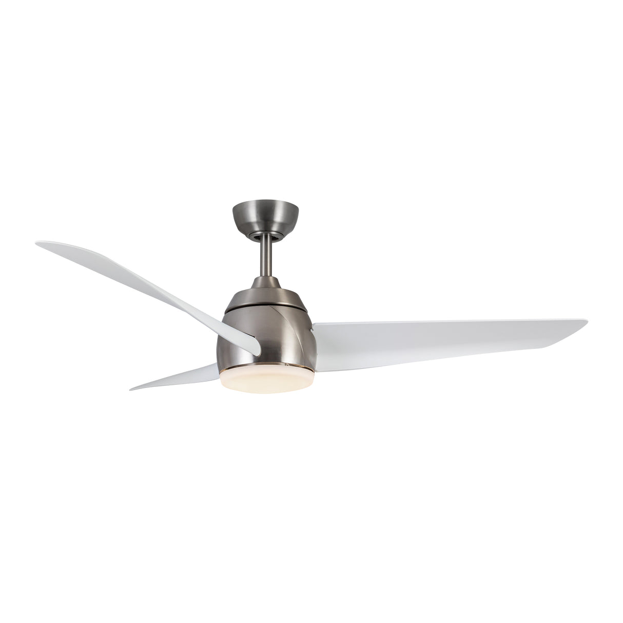 Lorain LED Light Ceiling Fan 54", Brushed Nickel and White Smart Fan, 3-Speed, Reversible, High Performance Air Flow