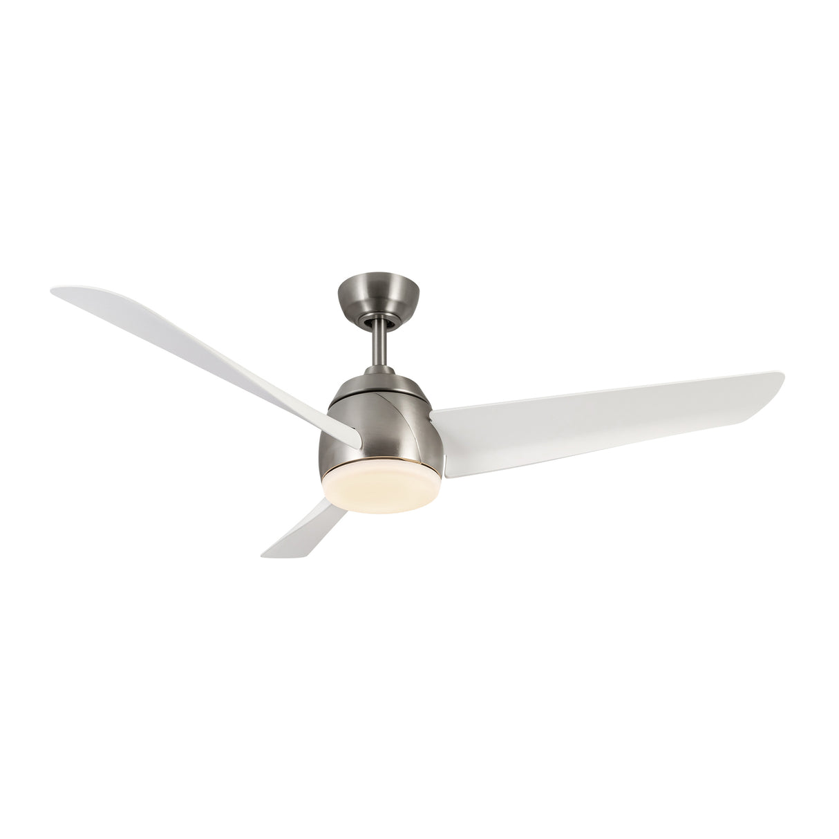 Lorain LED Light Ceiling Fan 54", Brushed Nickel and White Smart Fan, 3-Speed, Reversible, High Performance Air Flow