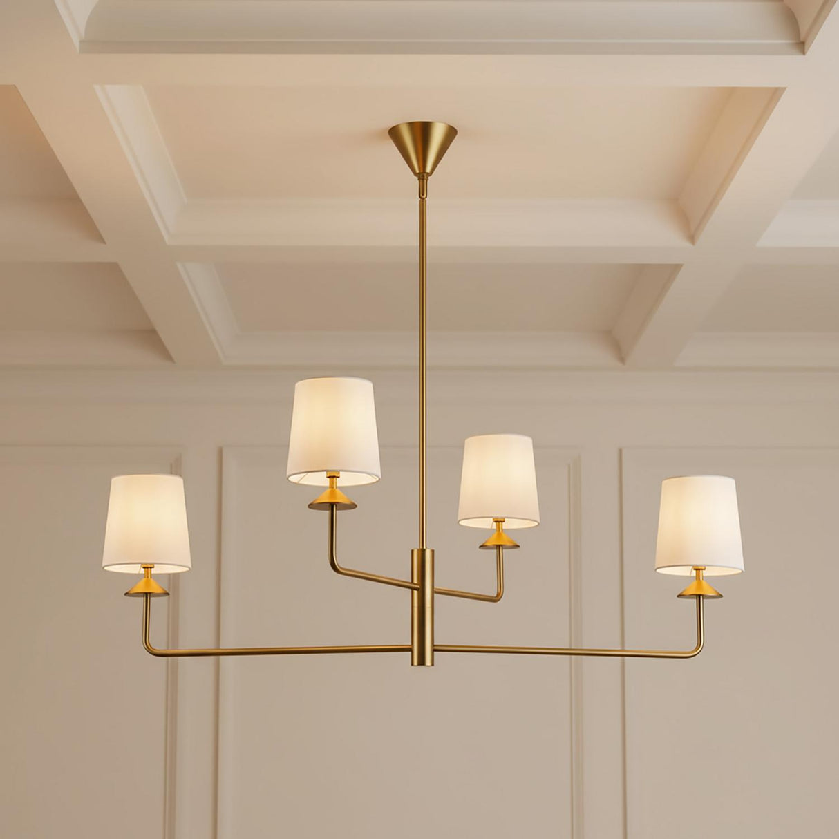 Sabina 4 Light Chandelier 45", Brushed Brass