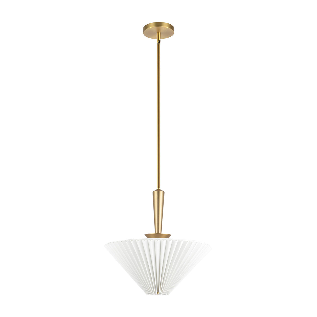 Sabina Pendant 16", Brushed Brass with Pleated Shade