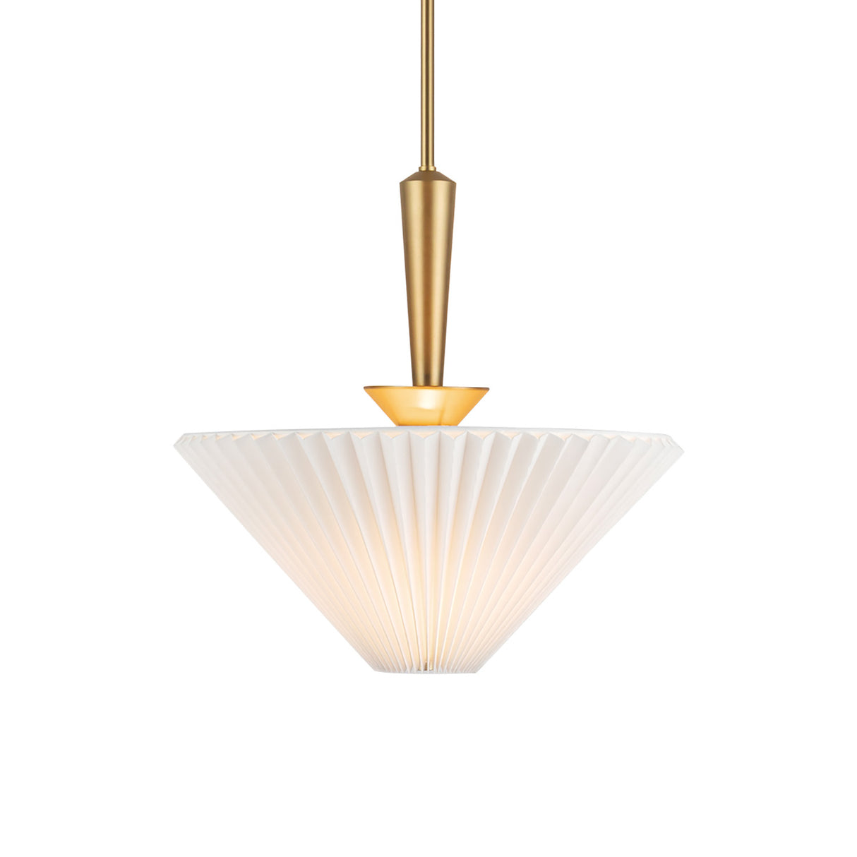 Sabina Pendant 16", Brushed Brass with Pleated Shade