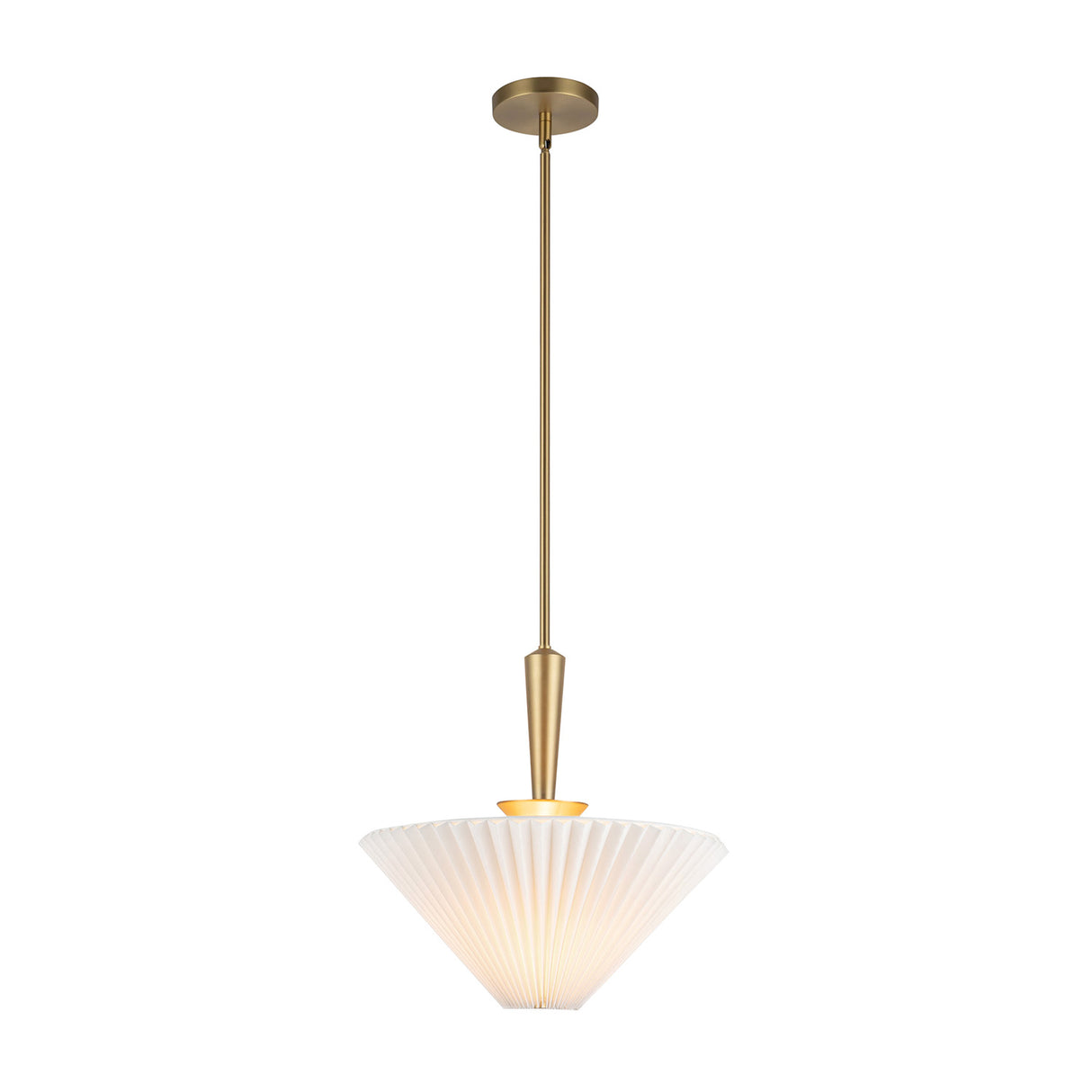 Sabina Pendant 16", Brushed Brass with Pleated Shade