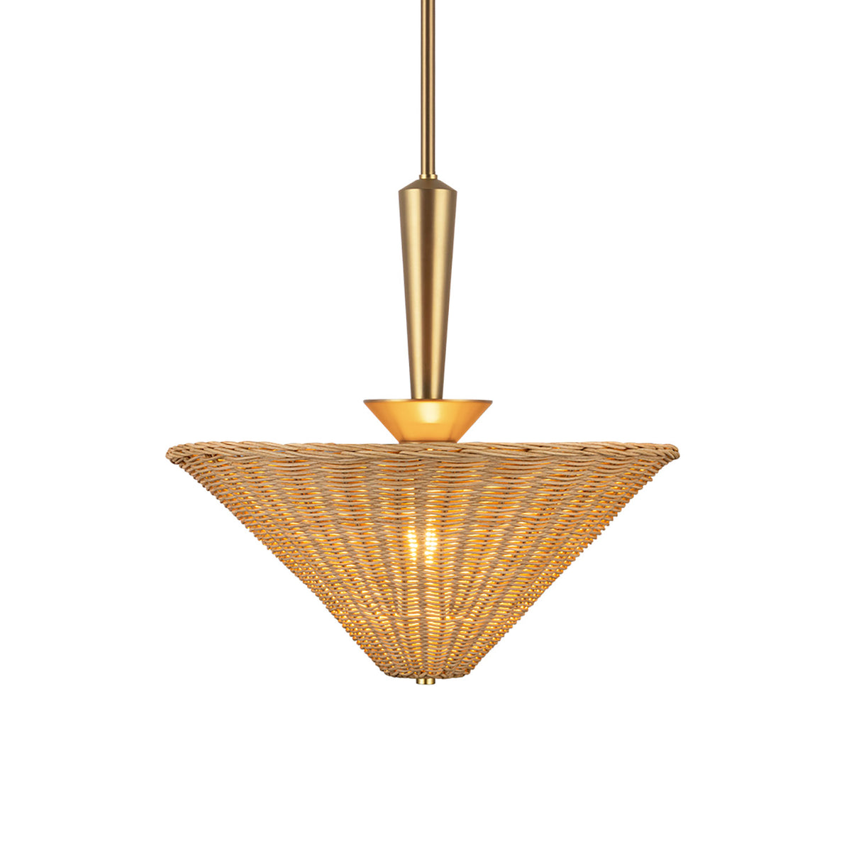 Sabina Pendant 16", Brushed Brass with Rattan Shade