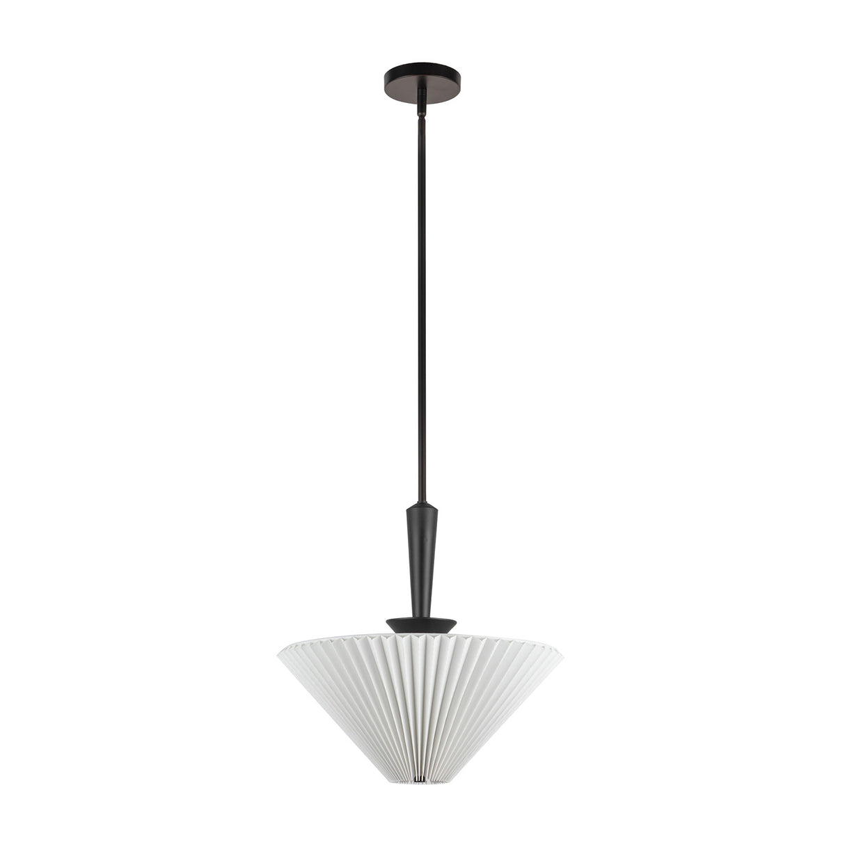 Sabina Pendant 16", Matte Black with Pleated Shade