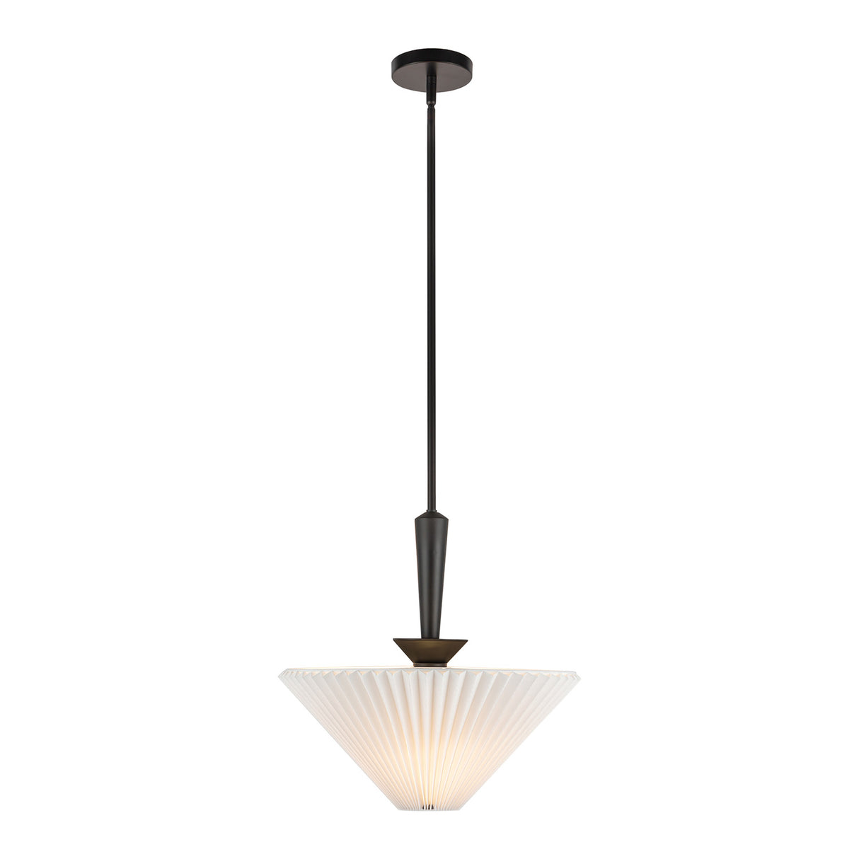 Sabina Pendant 16", Matte Black with Pleated Shade