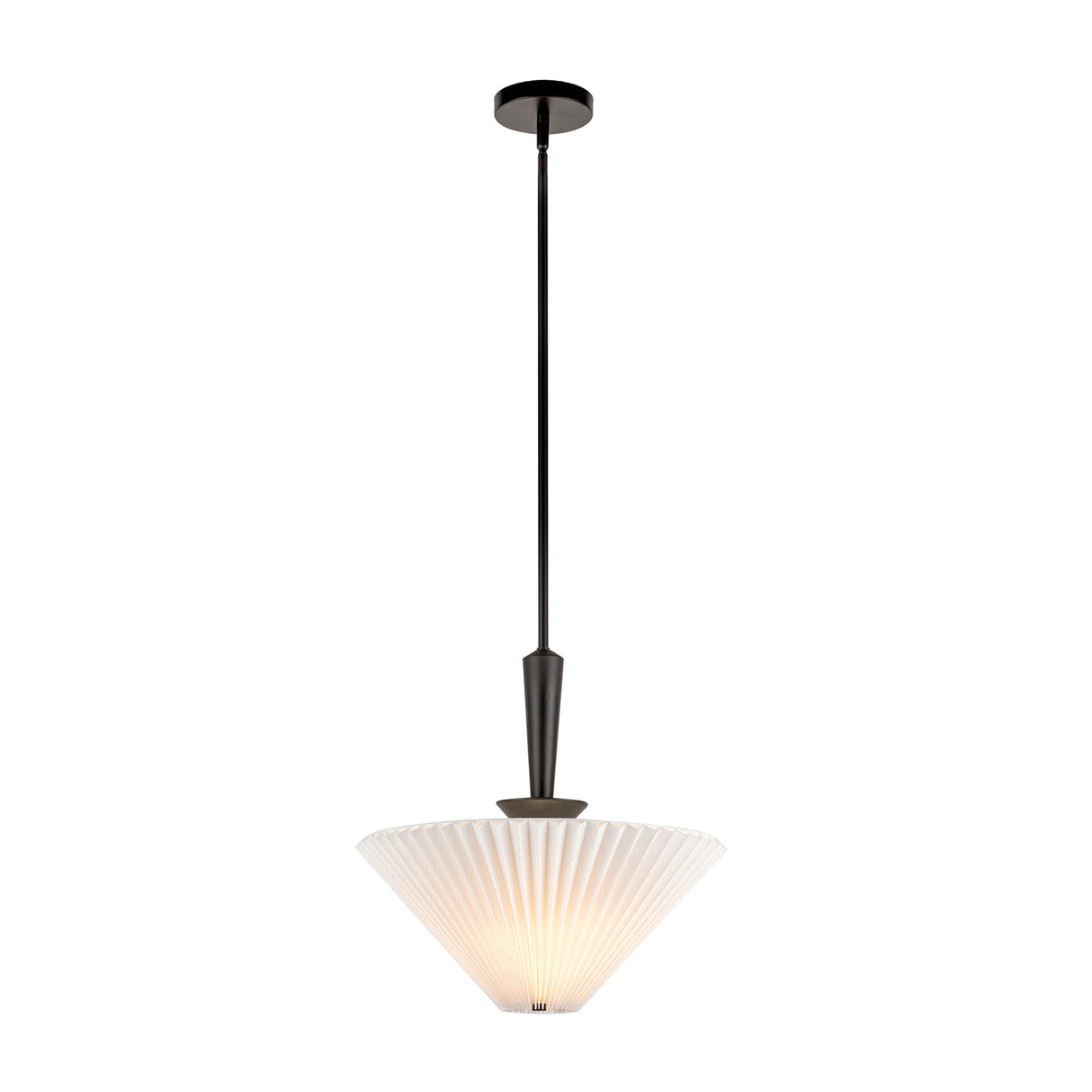 Sabina Pendant 16", Matte Black with Pleated Shade