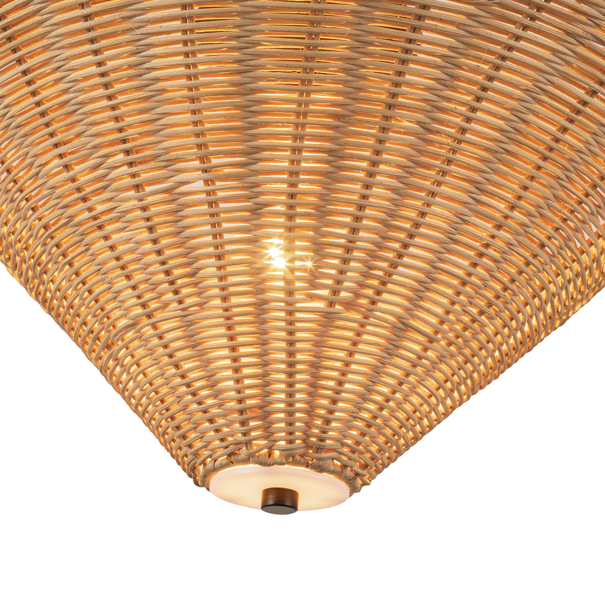 Sabina Pendant 16", Matte Black with Rattan Shade