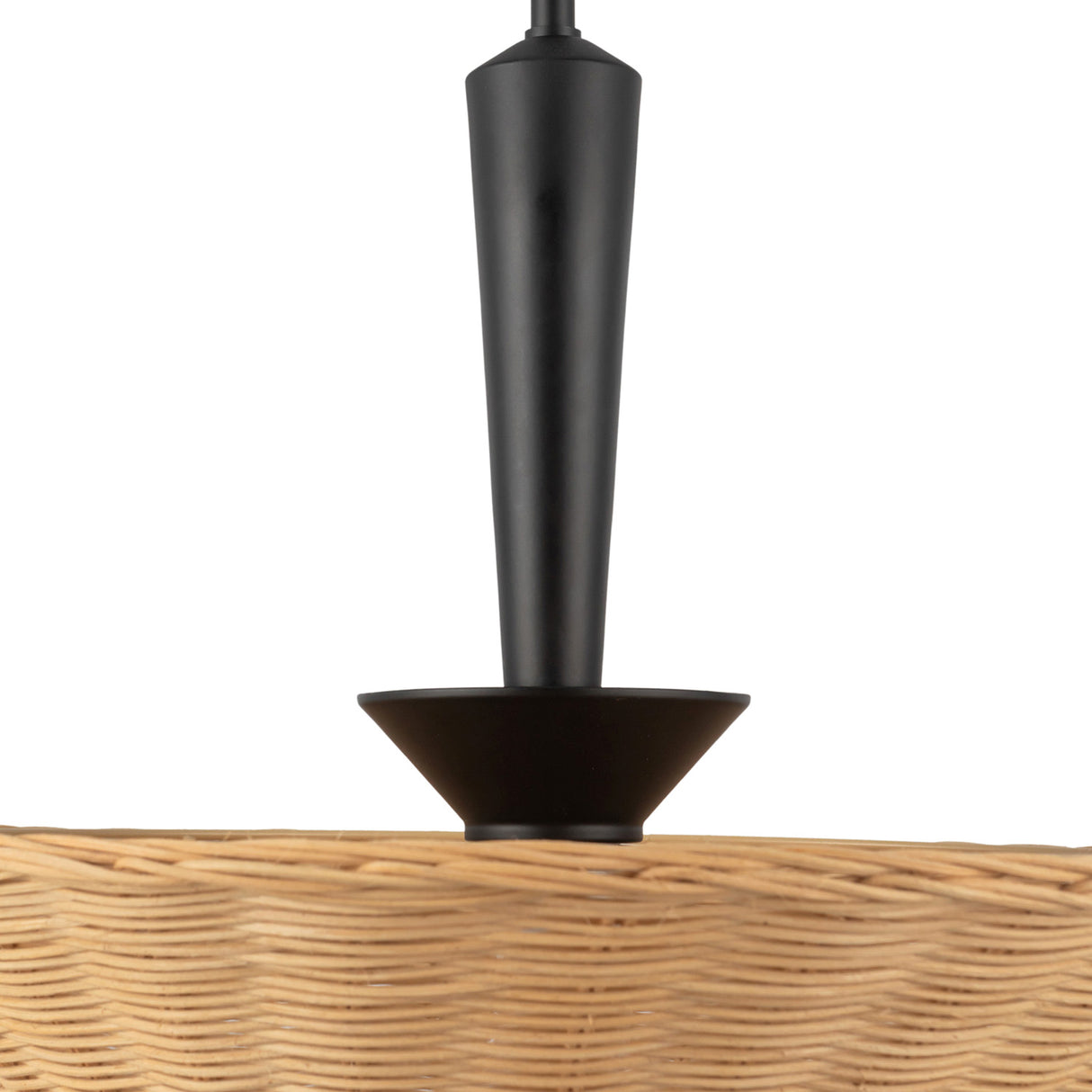 Sabina Pendant 16", Matte Black with Rattan Shade