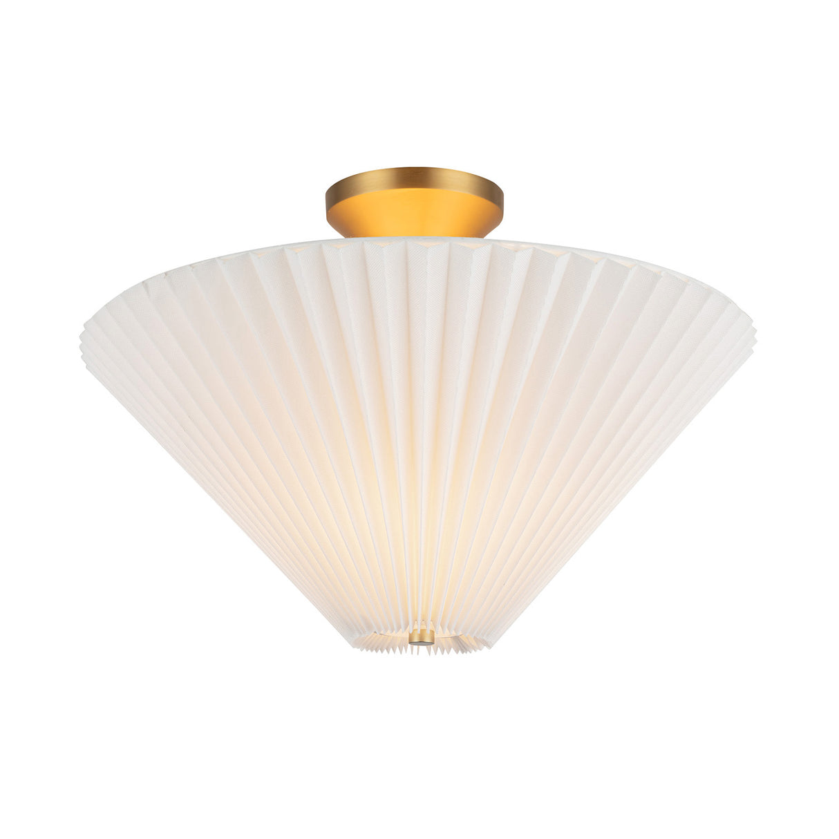 Sabina Semi-Flush Mount 16", Brushed Brass with Pleated Shade