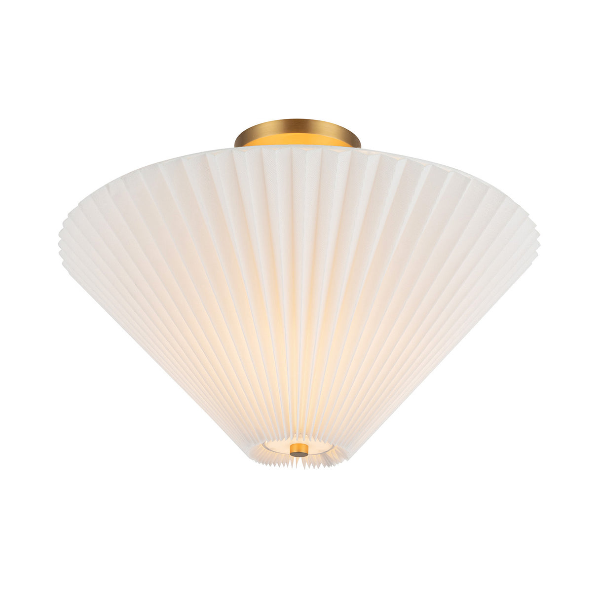 Sabina Semi-Flush Mount 16", Brushed Brass with Pleated Shade