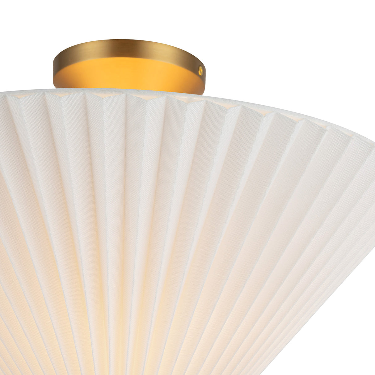 Sabina Semi-Flush Mount 16", Brushed Brass with Pleated Shade
