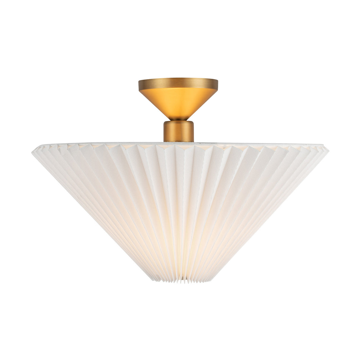 Sabina Semi-Flush Mount 16", Brushed Brass with Pleated Shade