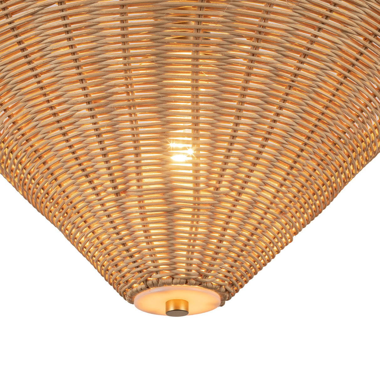 Sabina Semi-Flush Mount 16", Brushed Brass with Rattan Shade