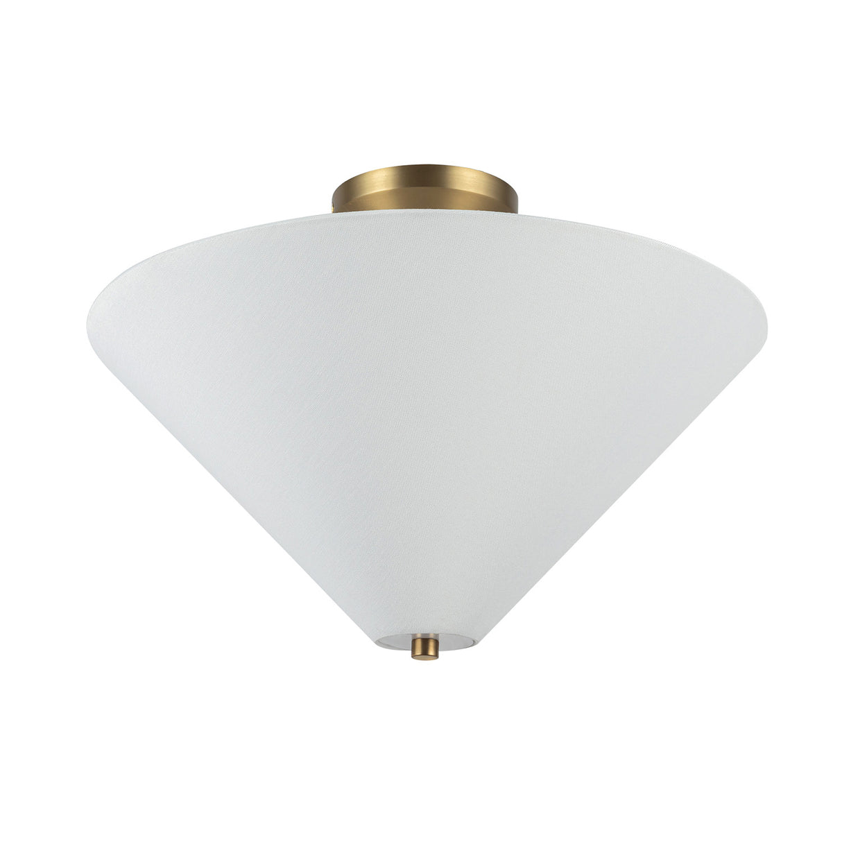 Sabina Semi-Flush Mount 16", Brushed Brass with Linen Shade