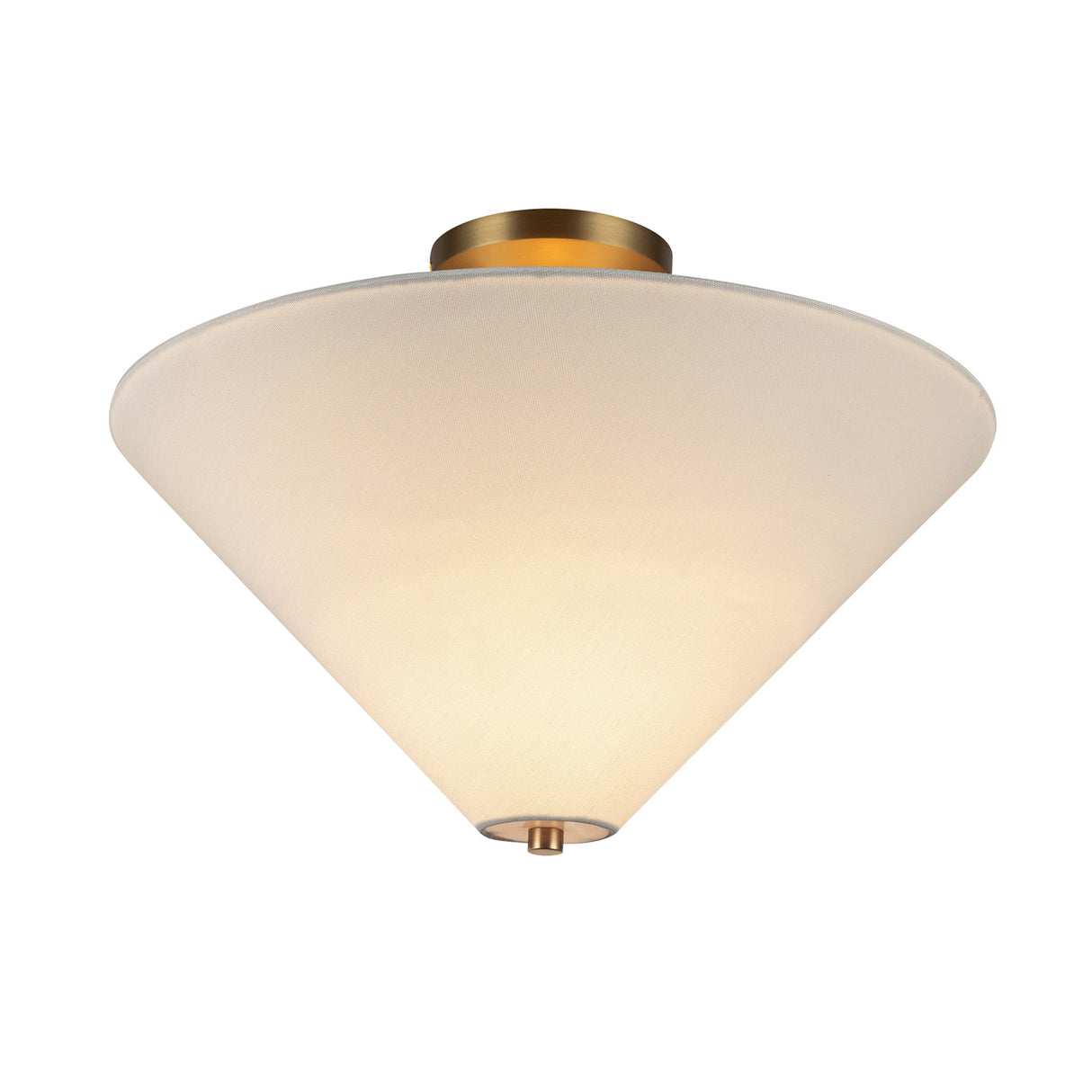 Sabina Semi-Flush Mount 16", Brushed Brass with Linen Shade