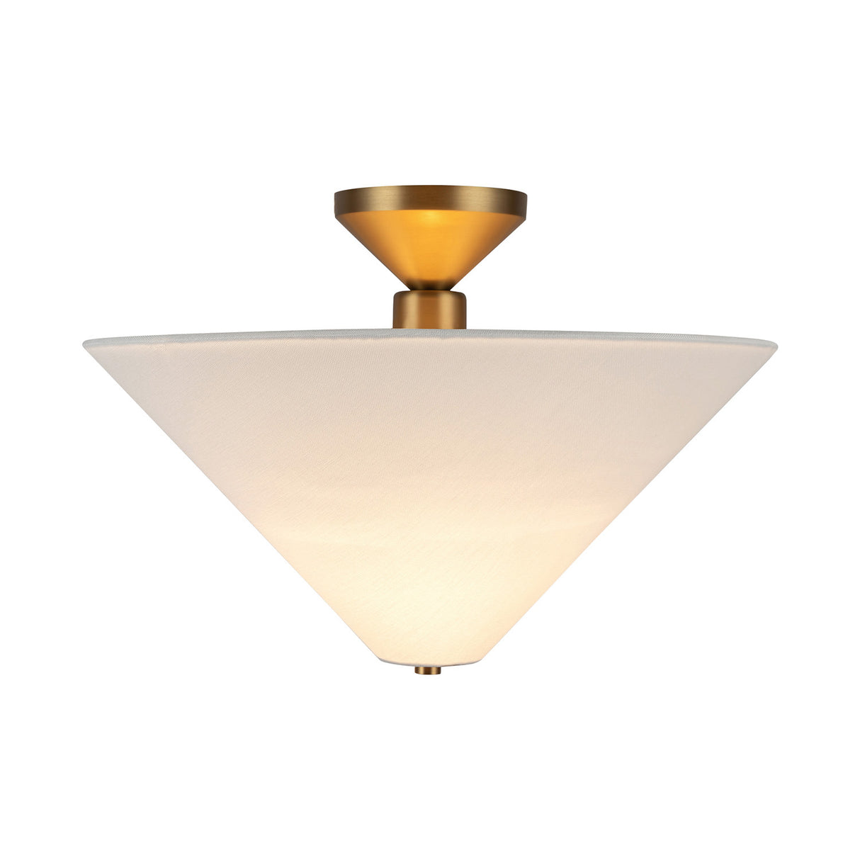 Sabina Semi-Flush Mount 16", Brushed Brass with Linen Shade