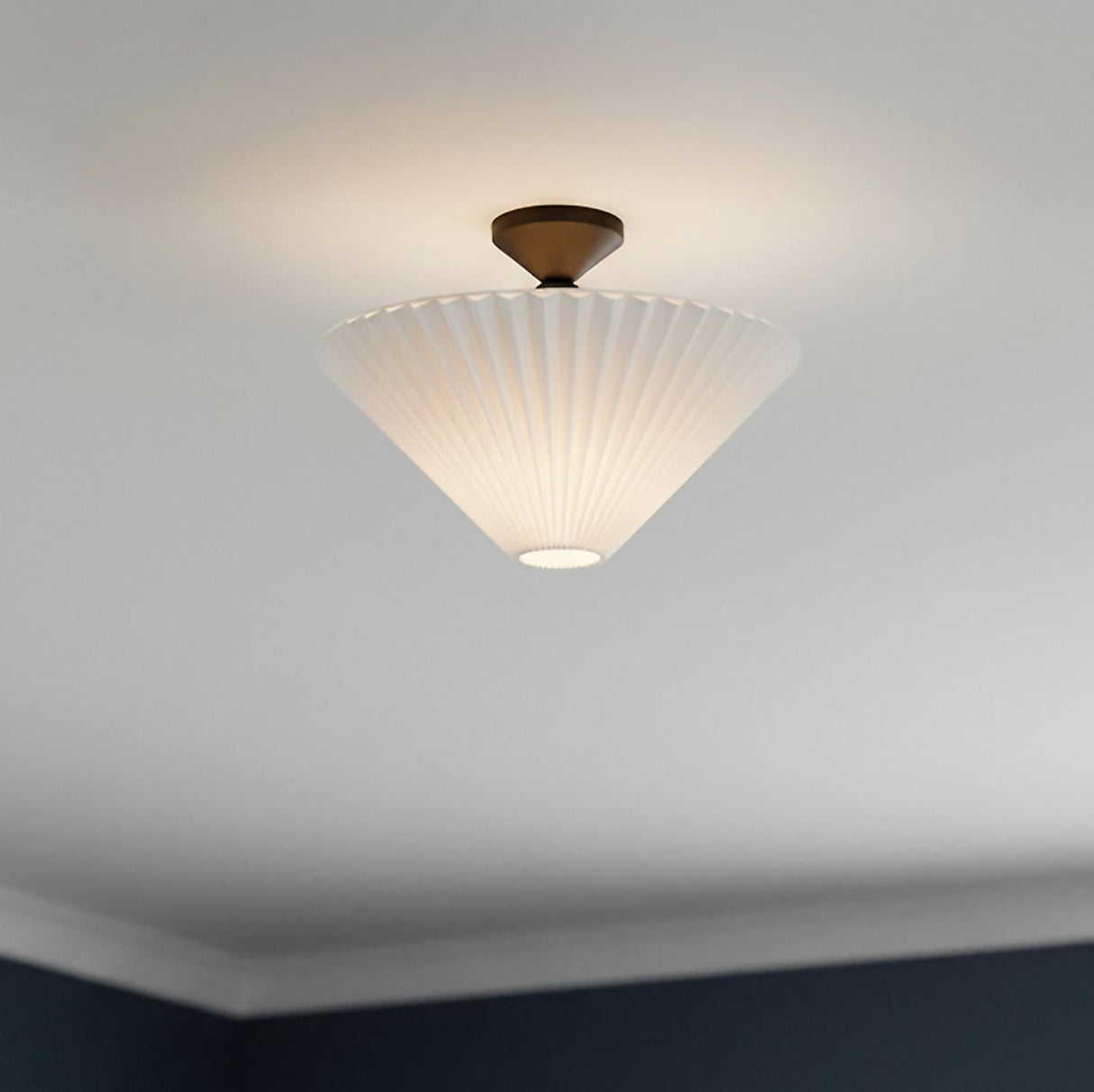 Sabina Semi-Flush Mount 16", Matte Black with Pleated Shade