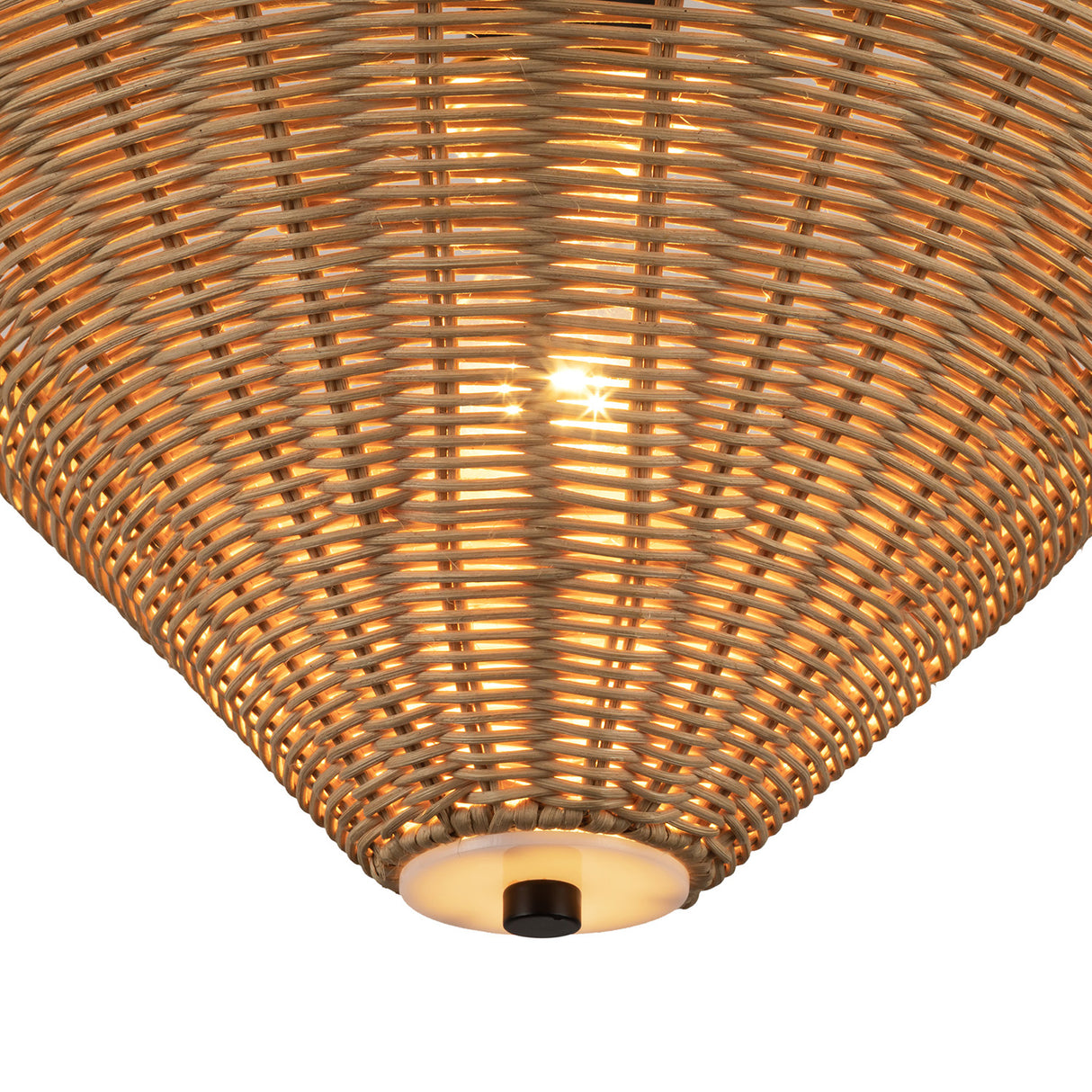 Sabina Semi-Flush Mount 16", Matte Black with Rattan Shade