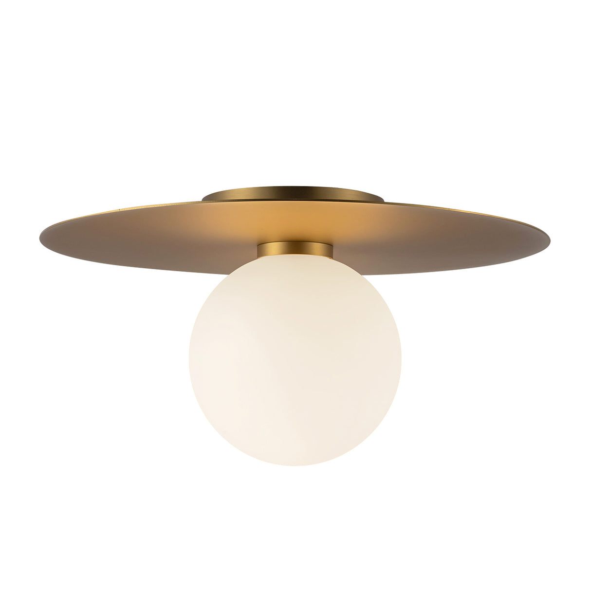 Sol LED Flush Mount 14", Brushed Brass