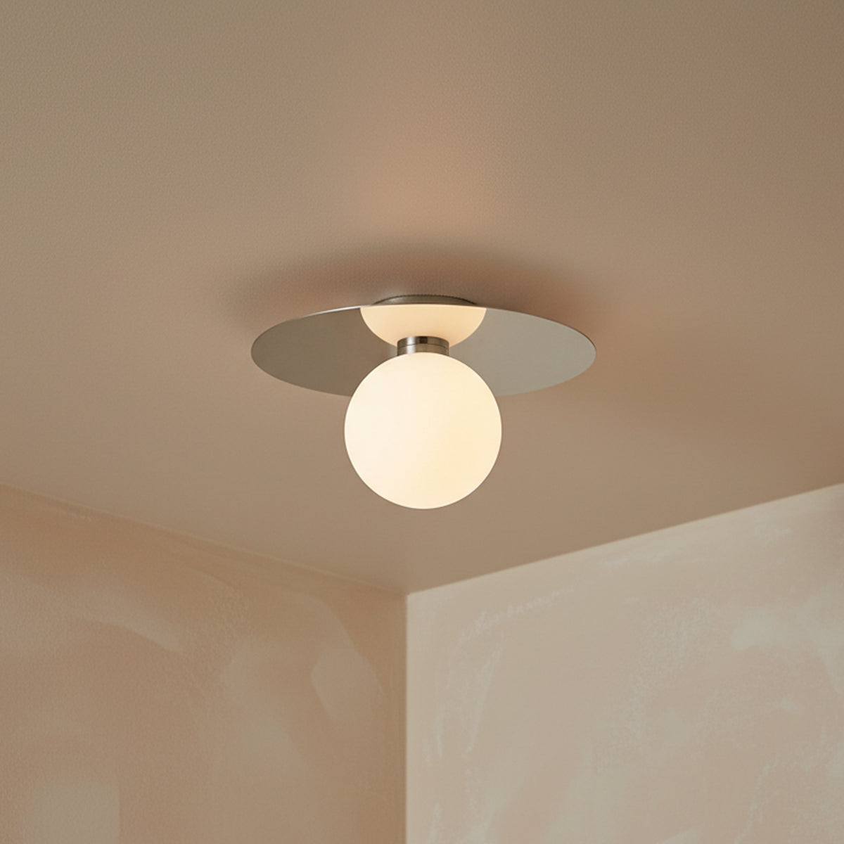 Sol LED Flush Mount 14" for Modern home with Beige Walls