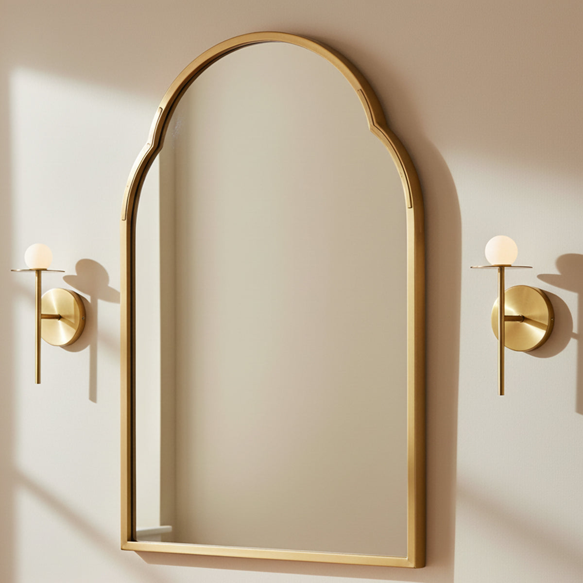 Sol LED Wall Sconce 10", Brushed Brass for Contemporary home with Warm Beige Walls