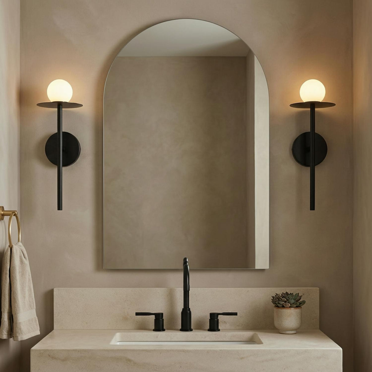 Sol LED Wall Sconce 16", Matte Black
