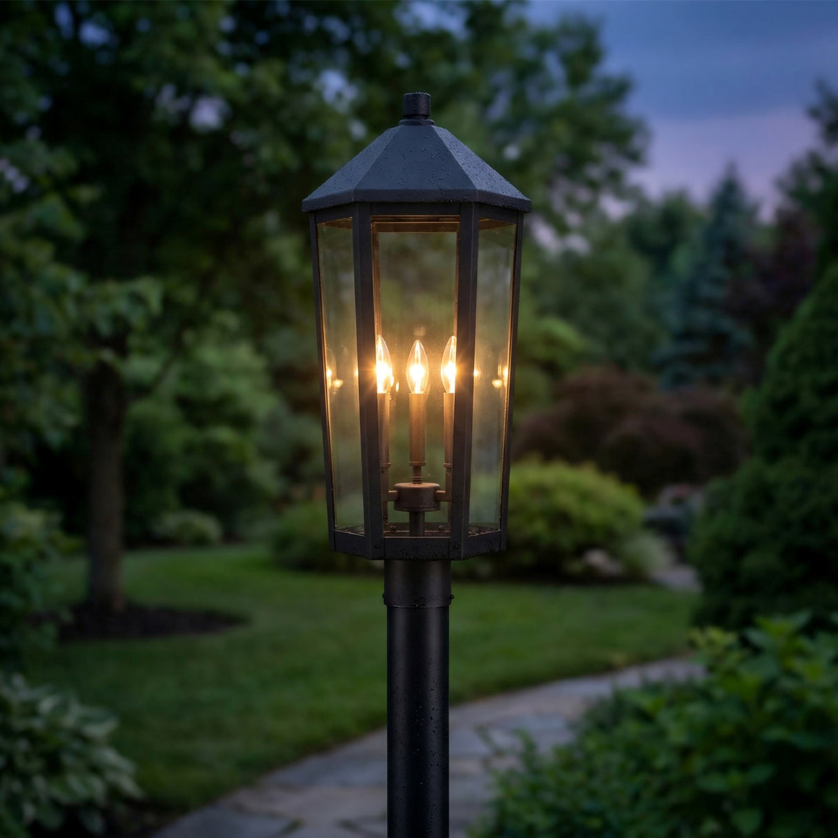 Asbury Outdoor Post Light, Black for Transitional home with Dark Gray Siding