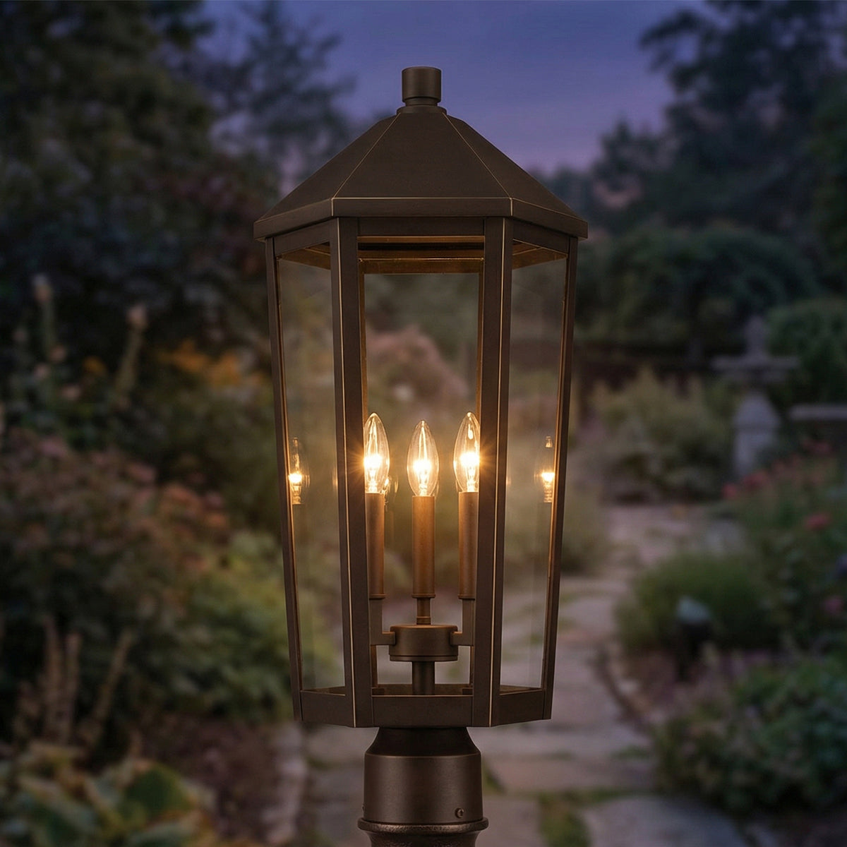 Asbury Outdoor Post Light, Oiled Bronze for Traditional home with Brown Siding