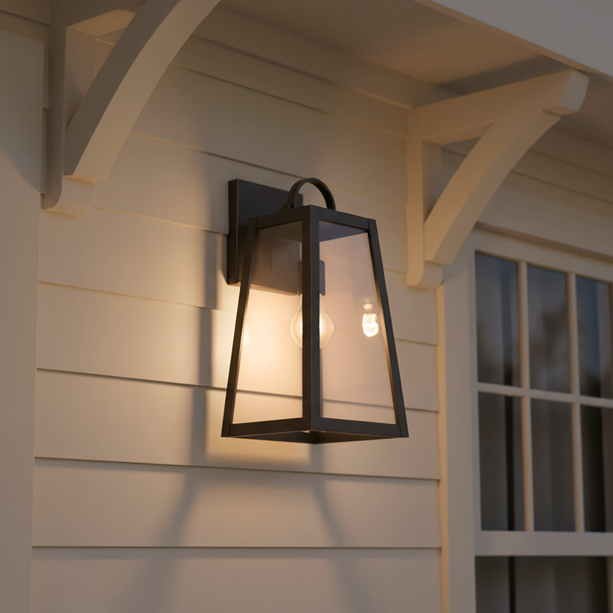 Alden Outdoor Wall Light, Small 16" Oiled Bronze for Modern Farmhouse home with White Siding