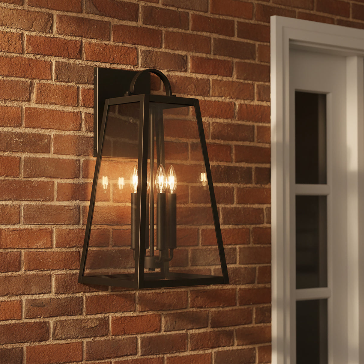 Alden Outdoor Wall Light, Large 23" Oiled Bronze for Modern Farmhouse home with Red Brick