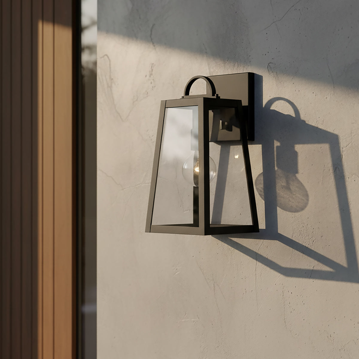 Alden Outdoor Wall Light, Small 16" Black for Modern Farmhouse home with Stucco