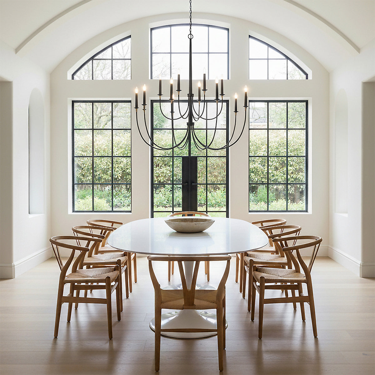 Malin 12 Light Two-Tier Chandelier 54" for Modern home with White Walls