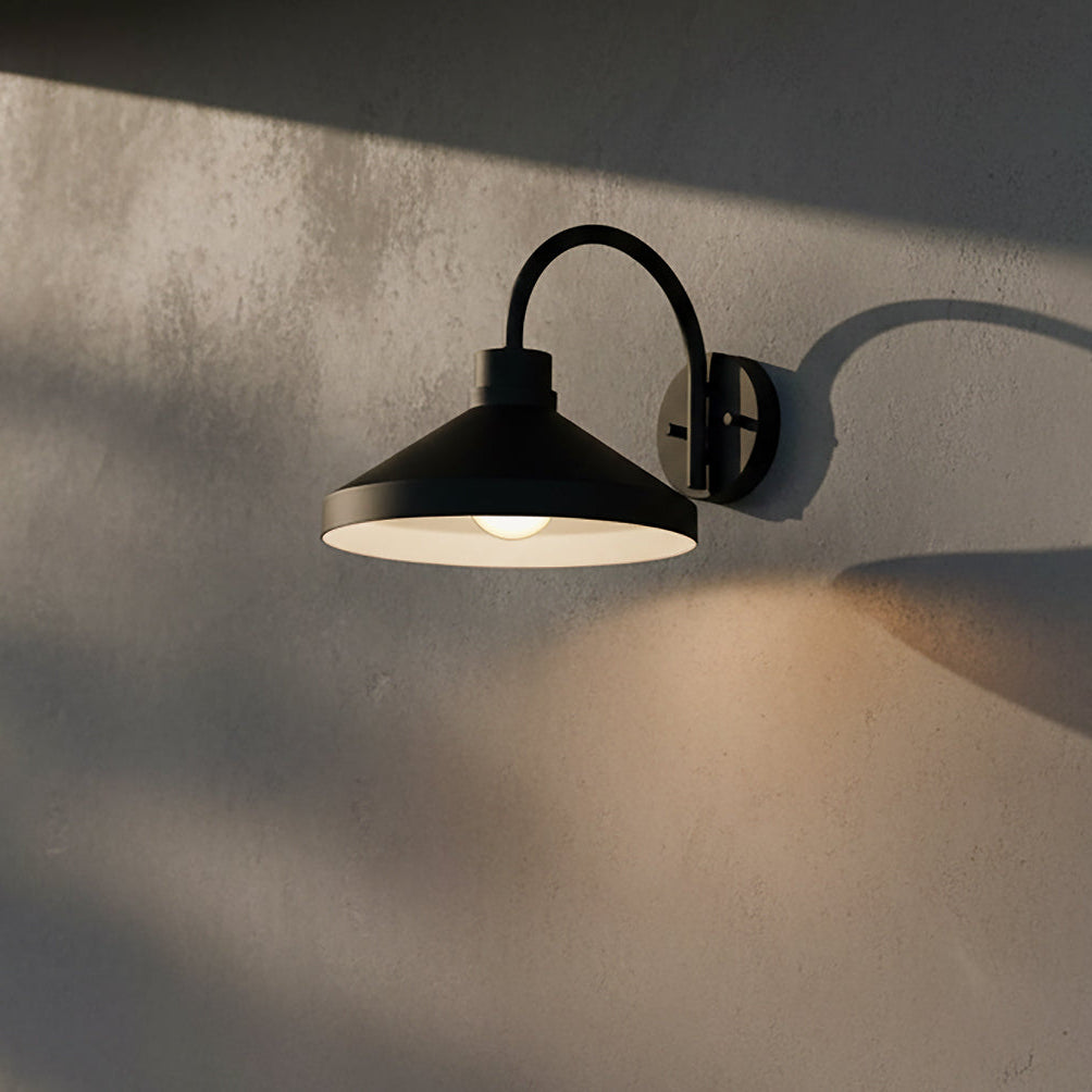 Eton Outdoor Wall Light, Small 11" Black for Modern Farmhouse home with Gray Stucco
