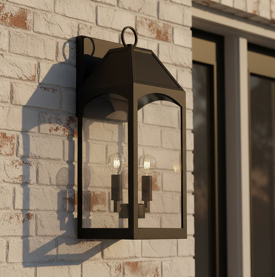 Chester Outdoor Wall Light, Medium 20" Black for Modern Farmhouse home with Painted Brick