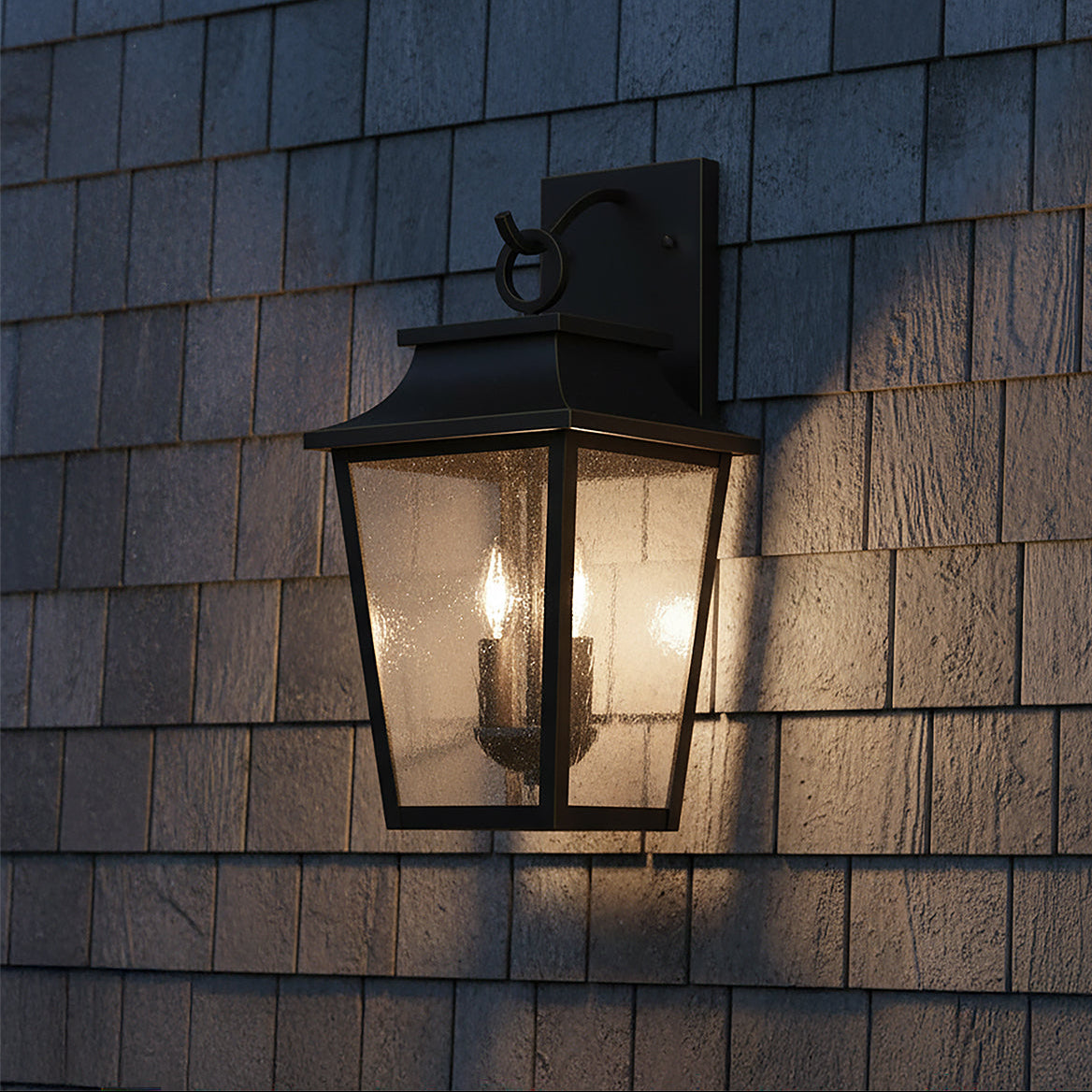 Beckett Outdoor Wall Light, Medium 20" Oiled Bronze for Modern Farmhouse home with Gray Siding