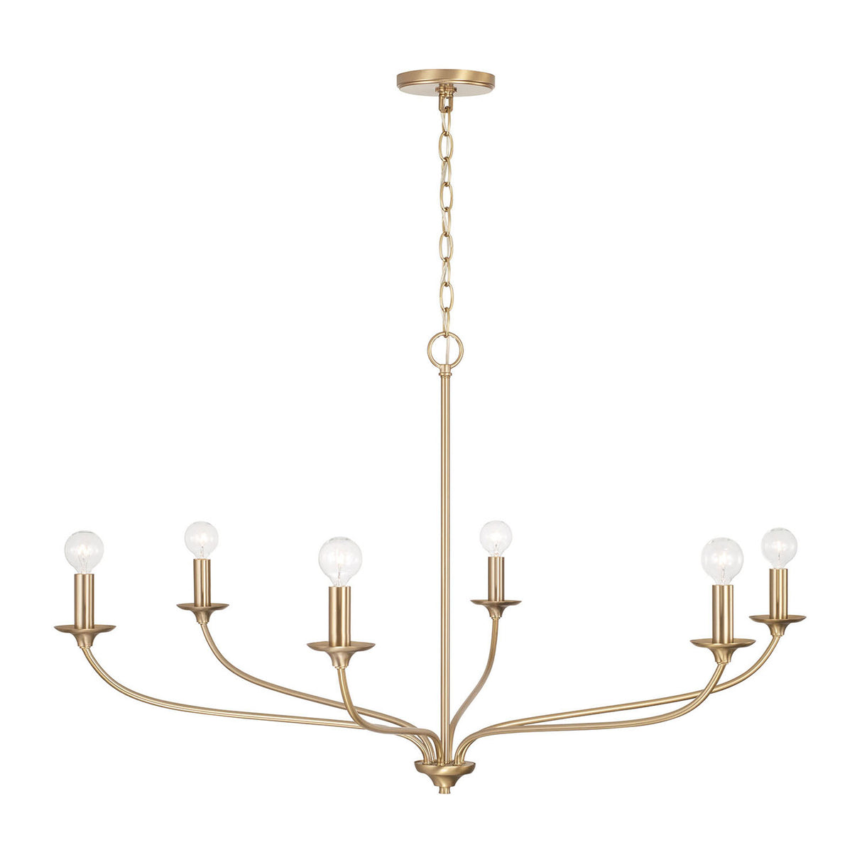 Oriana 6 Light Chandelier 40", Matte Brass