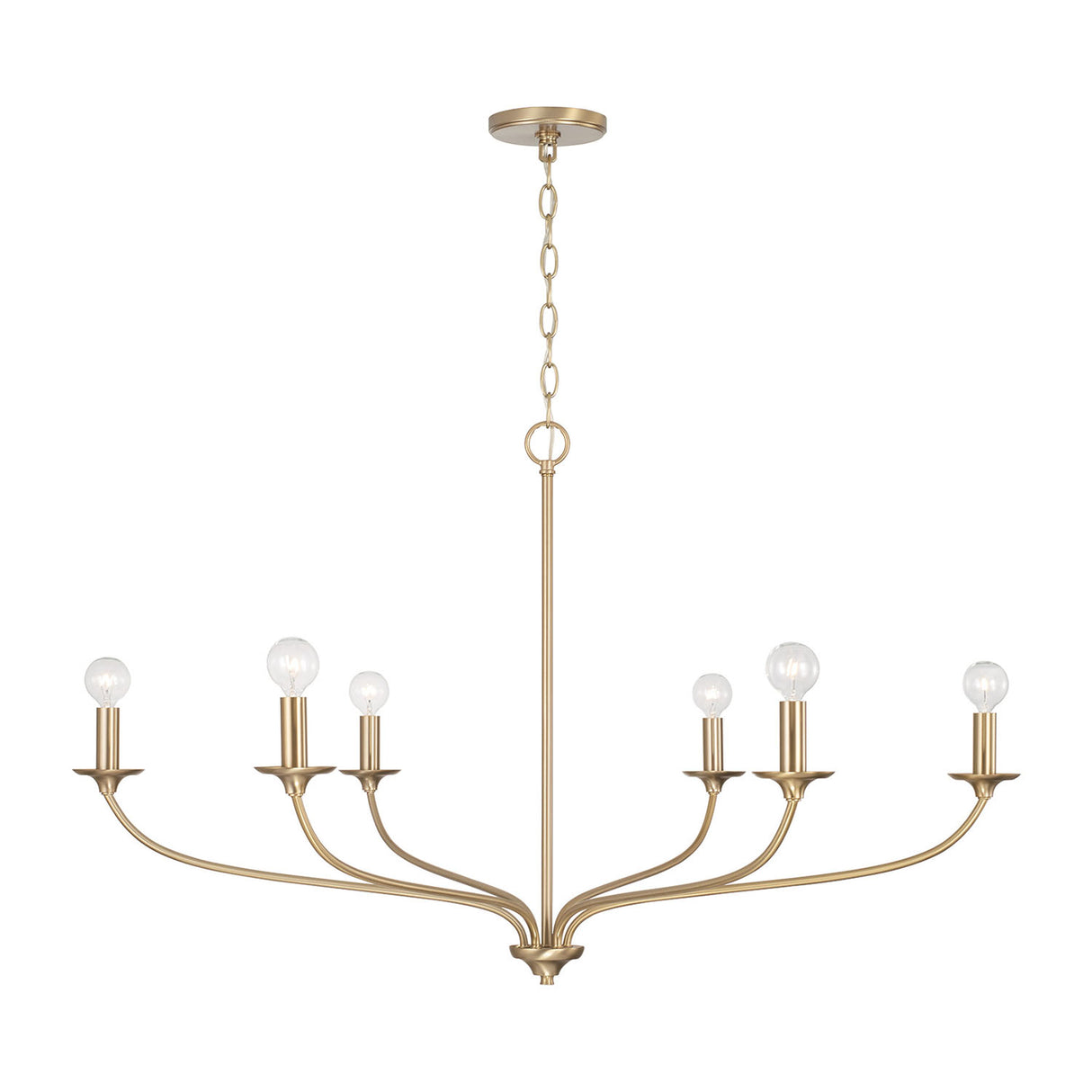 Oriana 6 Light Chandelier 40", Matte Brass