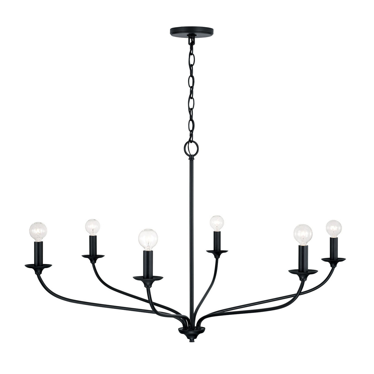 Oriana 6 Light Chandelier 40", Matte Black