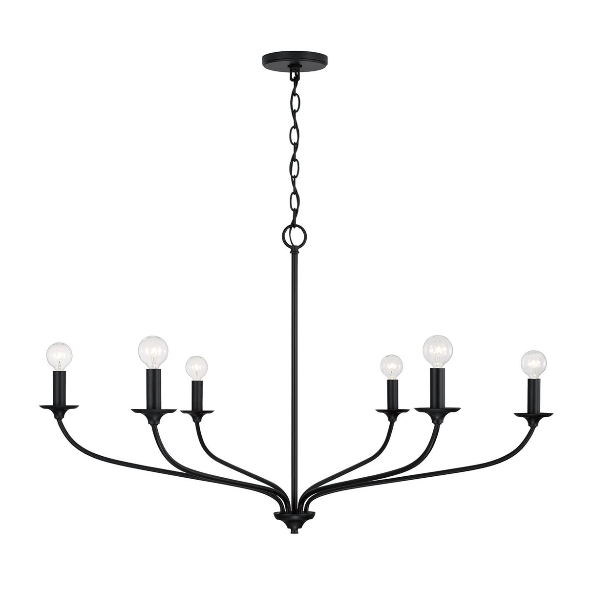 Oriana 6 Light Chandelier 40", Matte Black