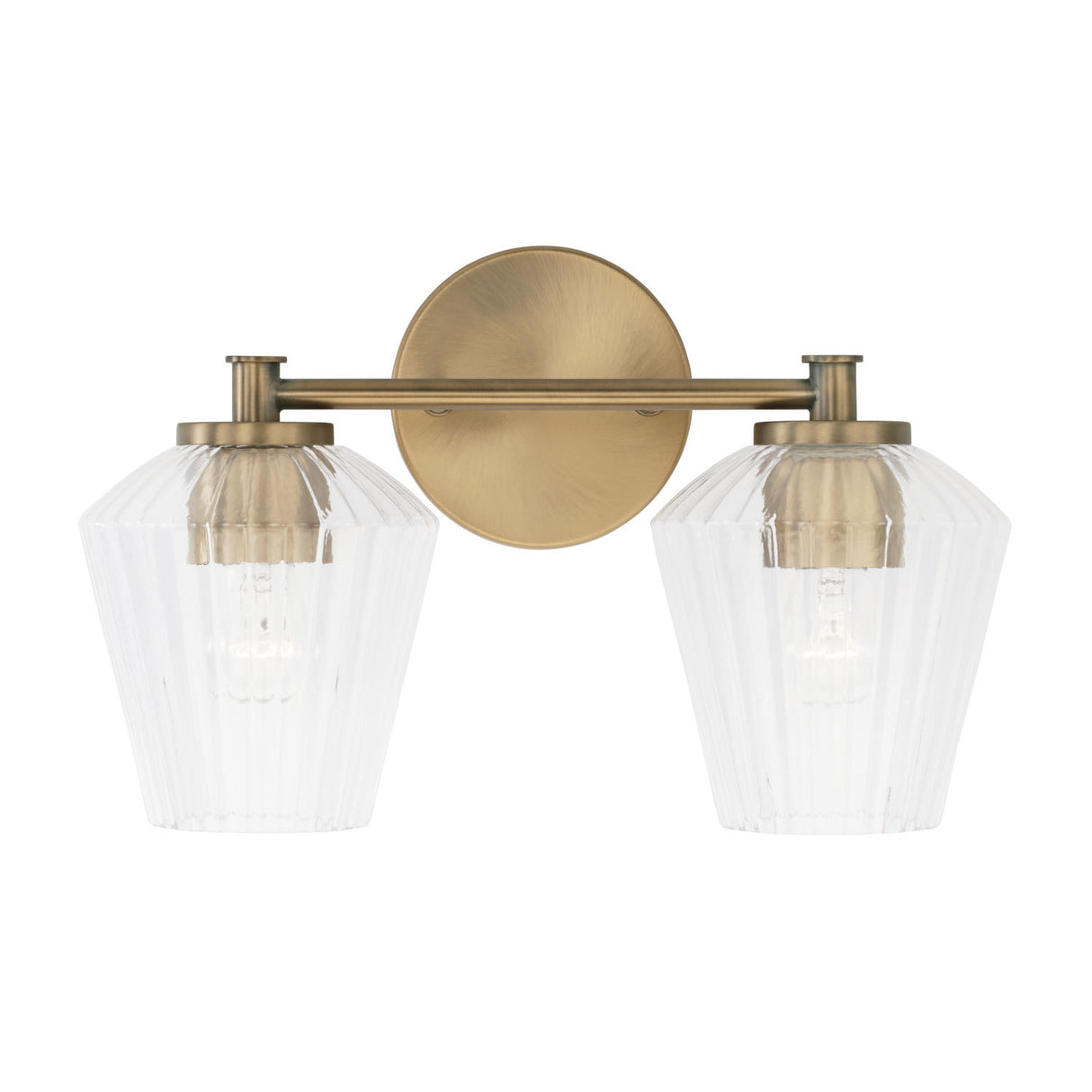 Sariel 2 Light Vanity, Aged Brass