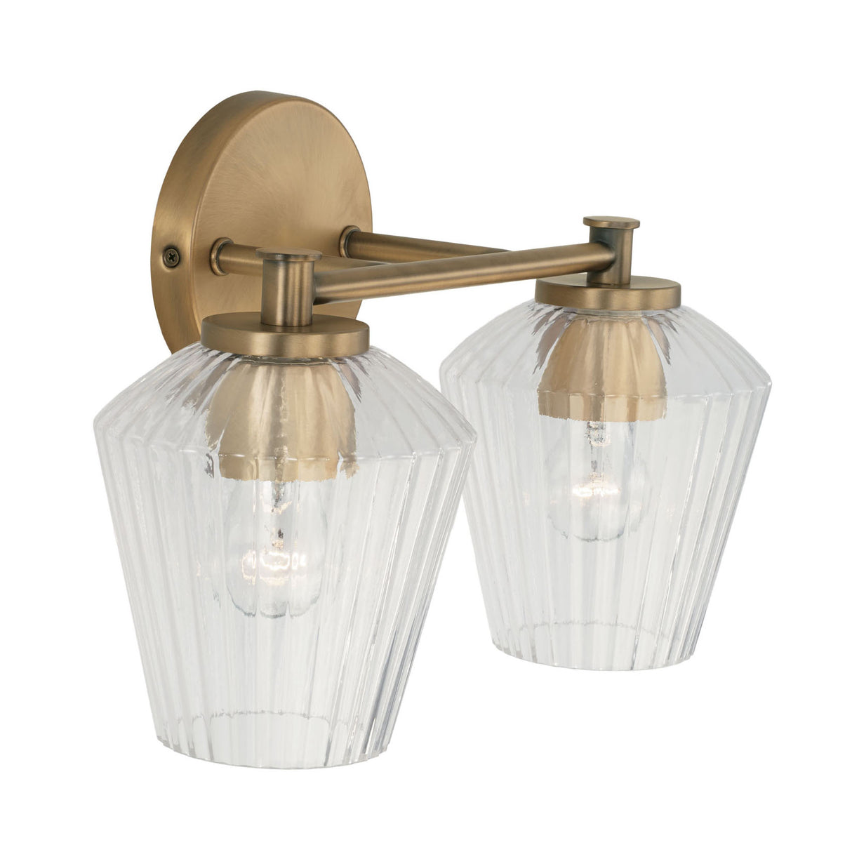 Sariel 2 Light Vanity, Aged Brass