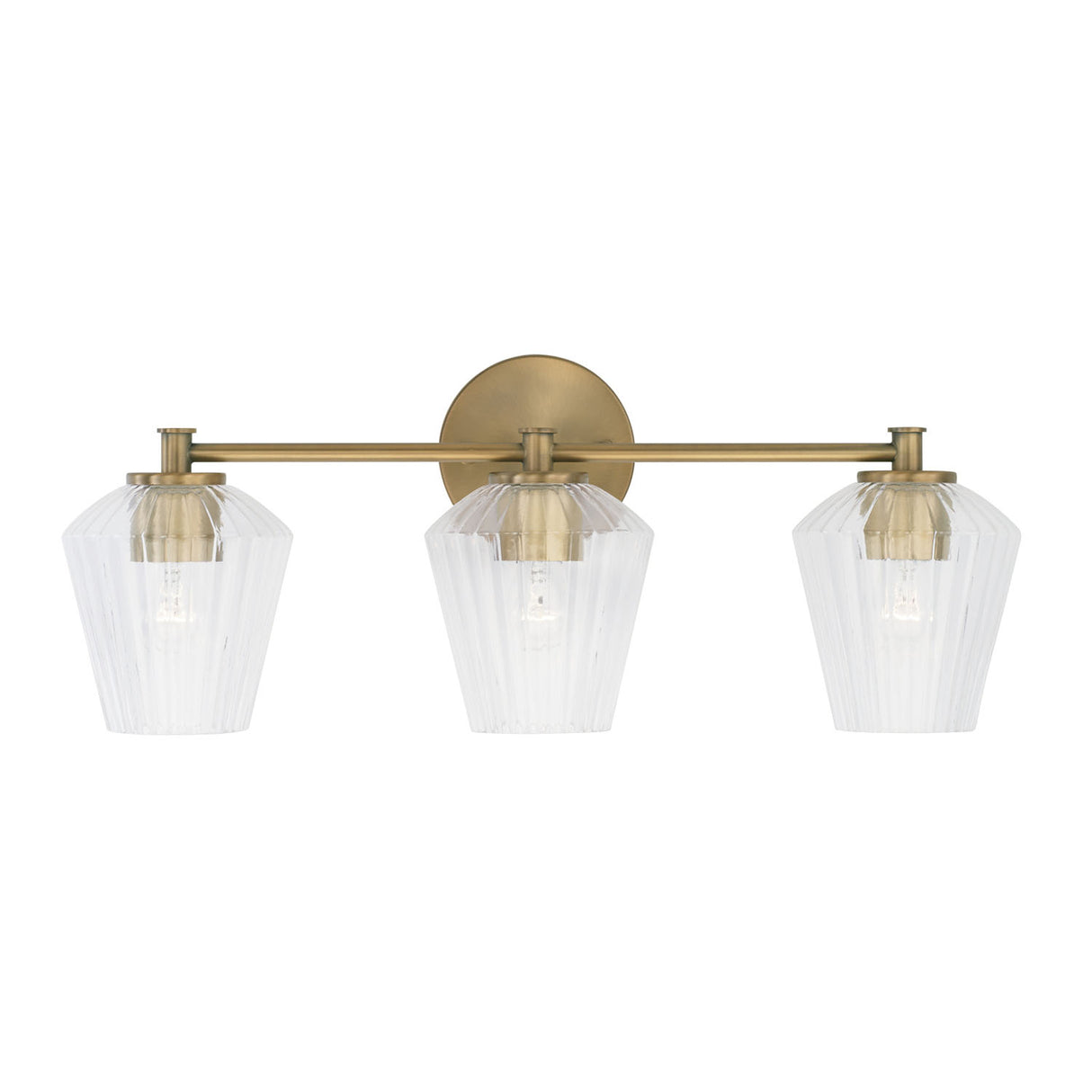 Sariel 3 Light Vanity, Aged Brass
