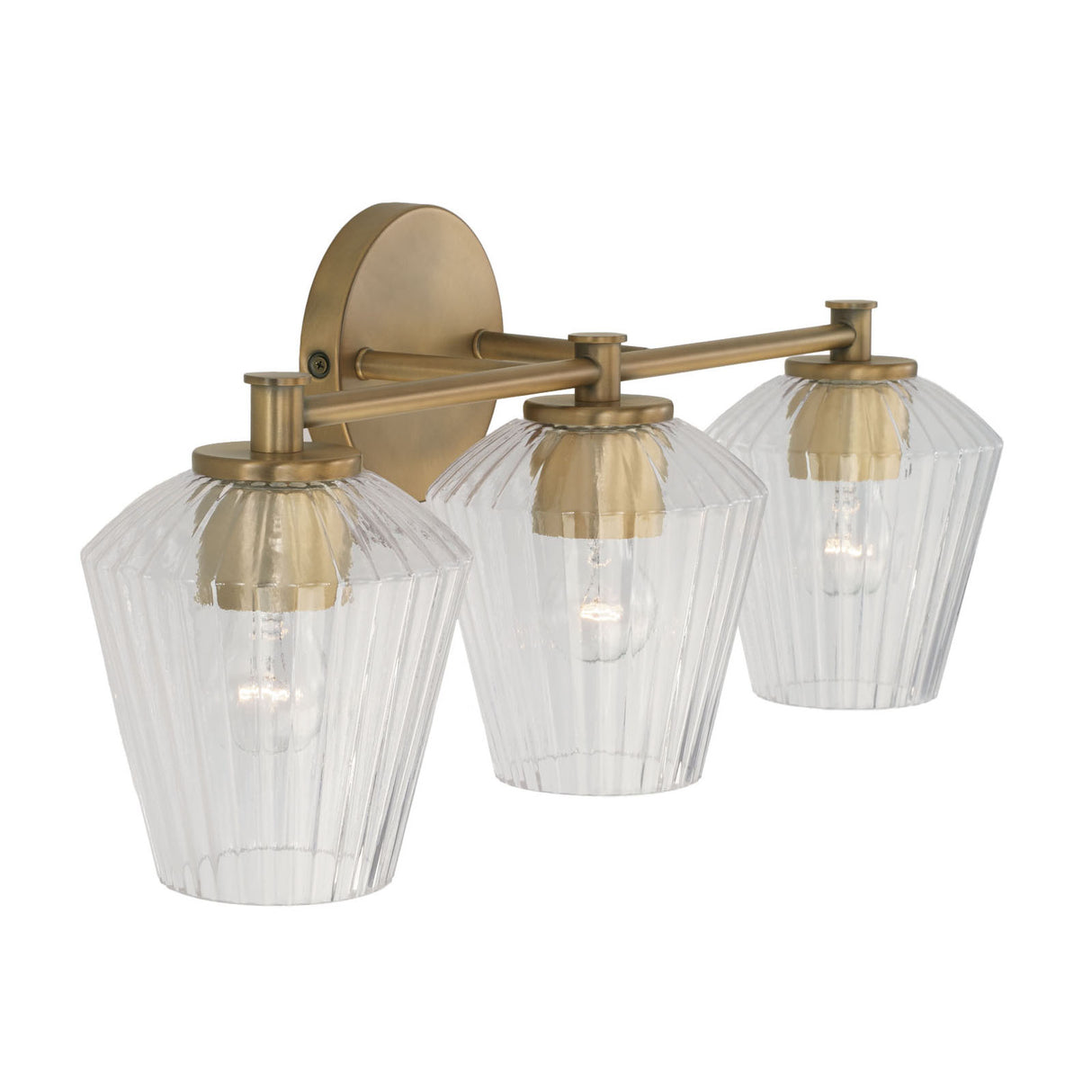 Sariel 3 Light Vanity, Aged Brass