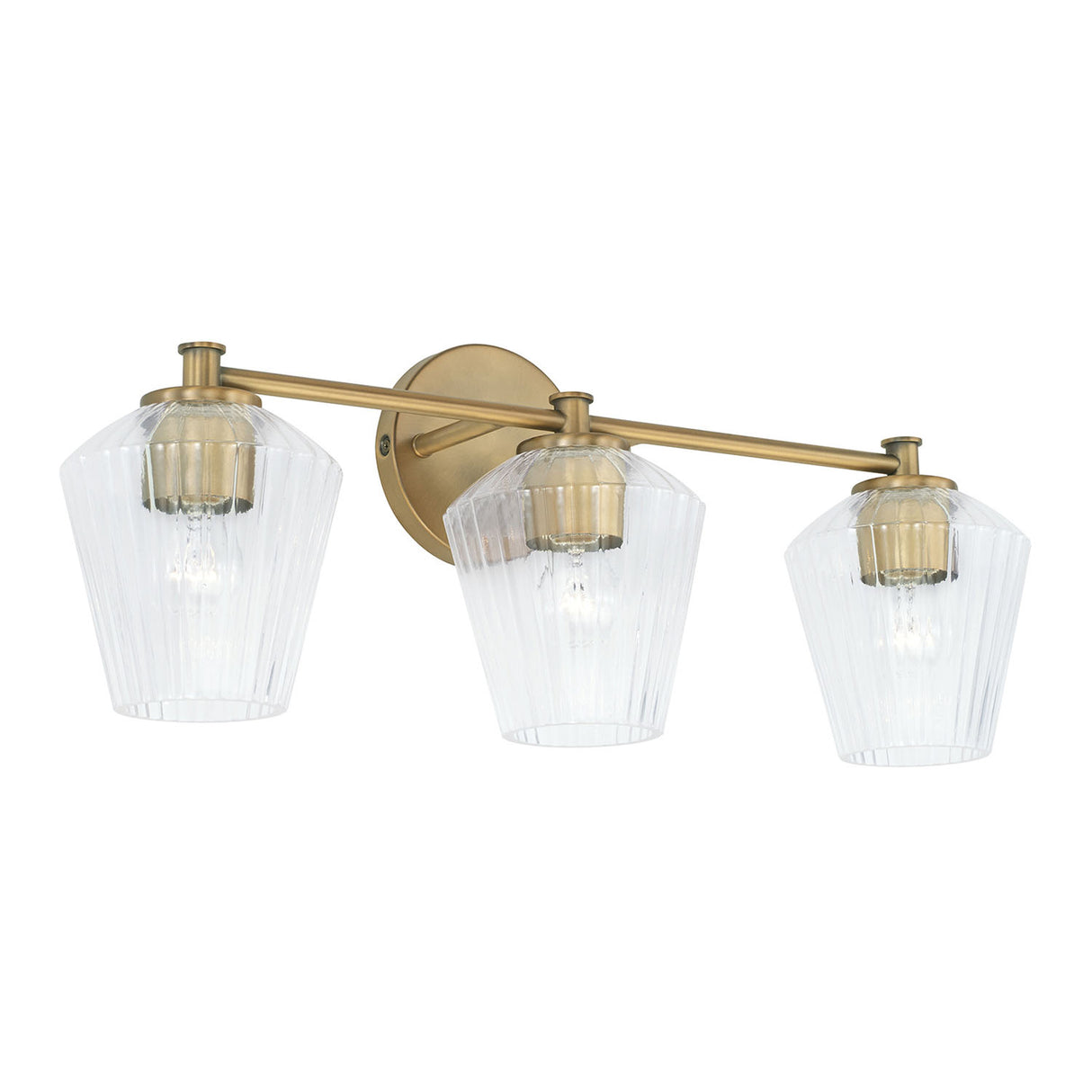 Sariel 3 Light Vanity, Aged Brass