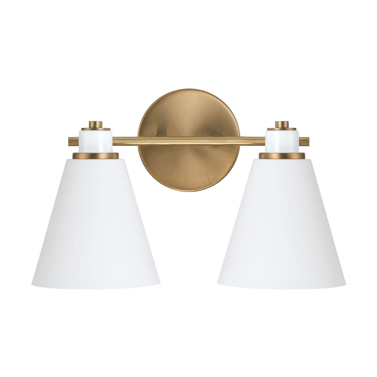Avin 2 Light Vanity, White and Aged Brass
