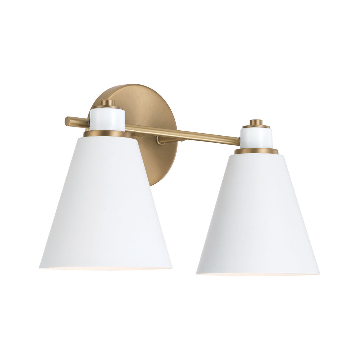 Avin 2 Light Vanity, White and Aged Brass