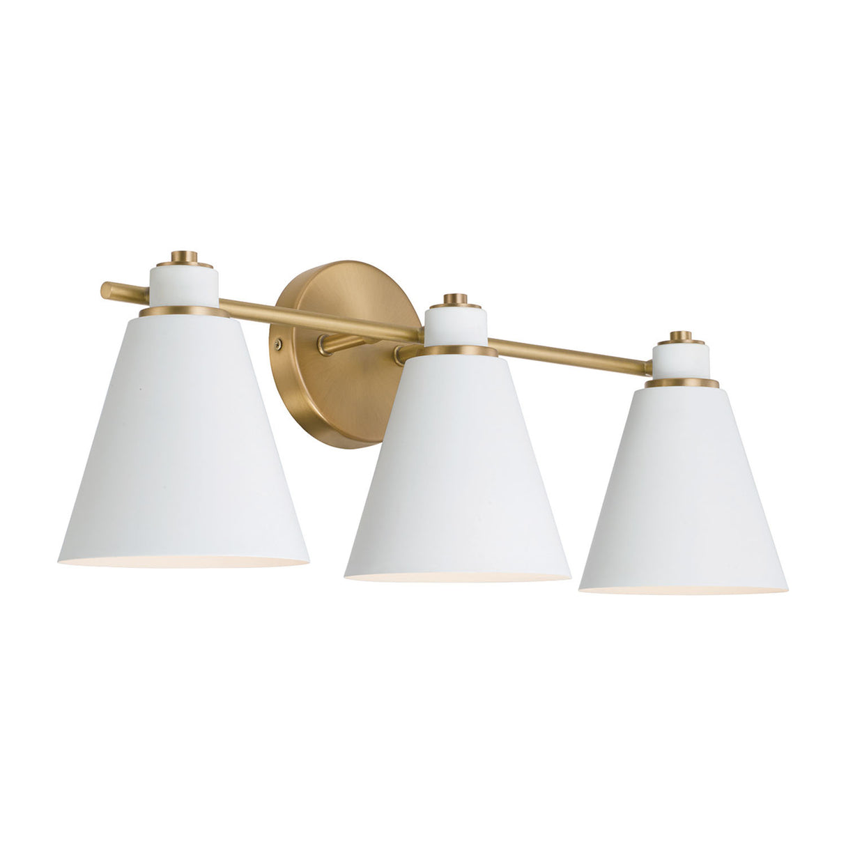 Avin 3 Light Vanity, White and Aged Brass