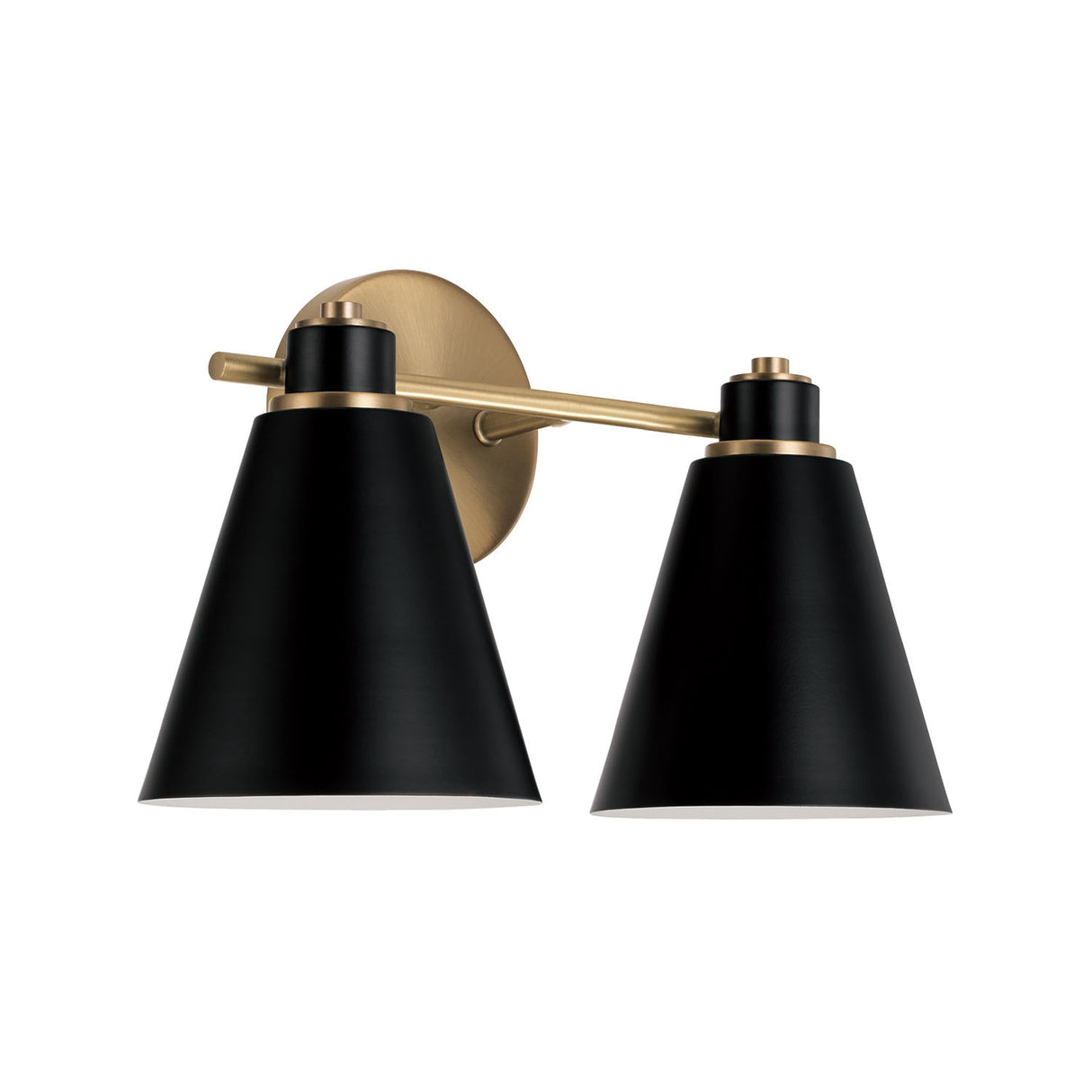 Avin 2 Light Vanity, Matte Black and Aged Brass